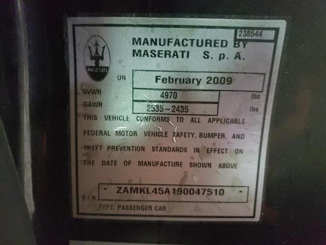 Photo 10 from auction – 2009 MASERATI GRANTURISM with VIN ZAMKL45A190047510