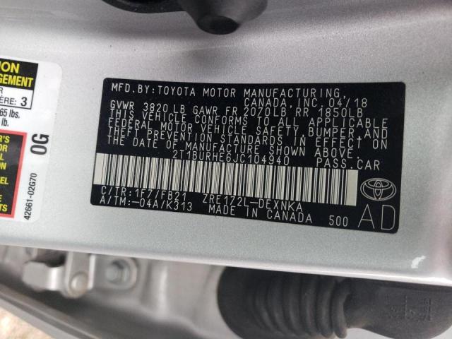 Photo 10 from auction – 2018 TOYOTA COROLLA L with VIN 2T1BURHE6JC104940