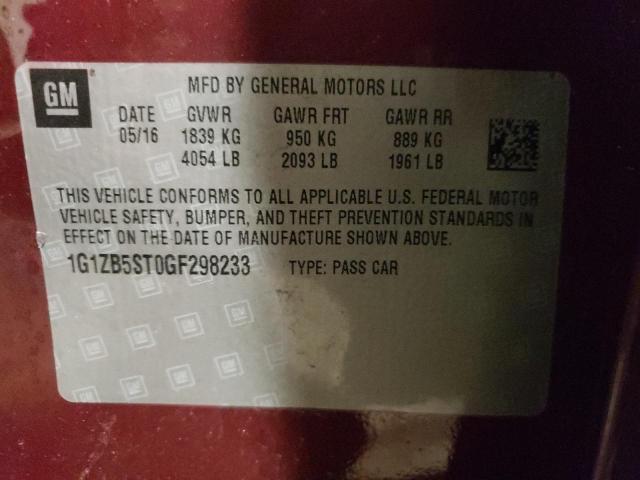Photo 10 from auction – 2016 CHEVROLET MALIBU LS with VIN 1G1ZB5ST0GF298233