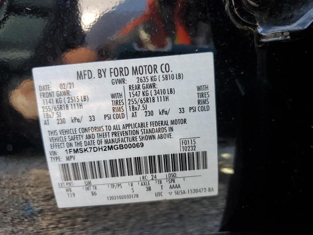 Photo 10 from auction – 2021 FORD EXPLORER X with VIN 1FMSK7DH2MGB00069