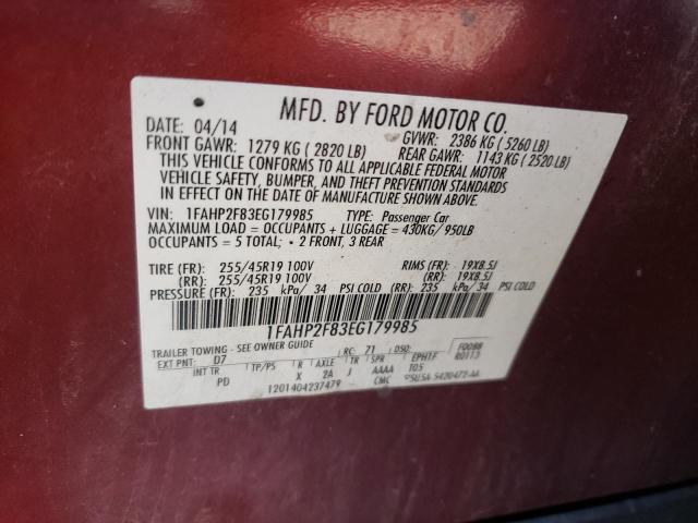 Photo 10 from auction – 2014 FORD TAURUS LIM with VIN 1FAHP2F83EG179985
