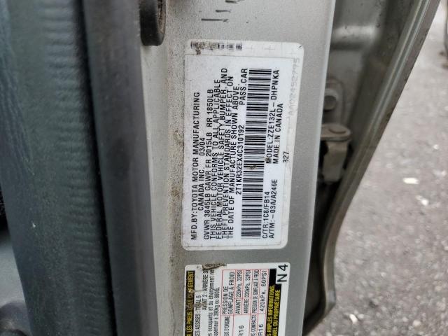 Photo 10 from auction – 2004 TOYOTA COROLLA MA with VIN 2T1KR32EX4C310192