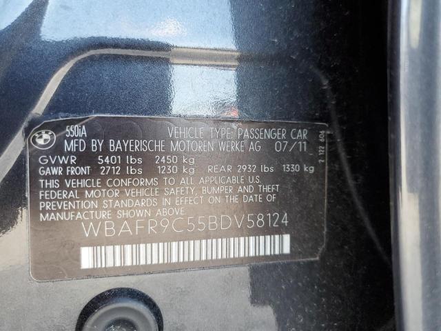Photo 10 from auction – 2011 BMW 550 I with VIN WBAFR9C55BDV58124