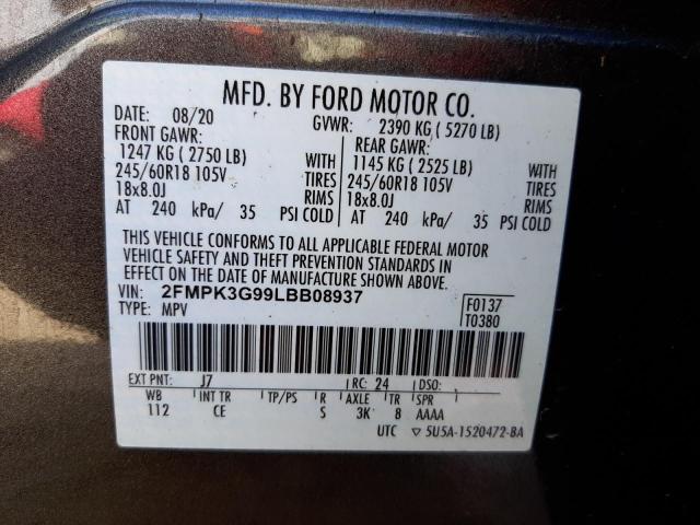 Photo 10 from auction – 2020 FORD EDGE SE with VIN 2FMPK3G99LBB08937