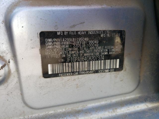 Photo 10 from auction – 2012 SUBARU IMPREZA PR with VIN JF1GPAB64CH207374