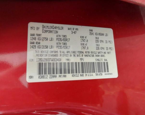 Photo 10 from auction – 2007 DODGE NITRO SXT with VIN 1D8GU28K87W663460