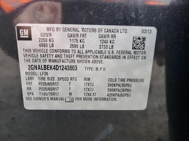 Photo 10 from auction – 2013 CHEVROLET EQUINOX LS with VIN 2GNALBEK4D1243863
