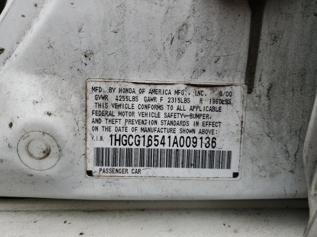 Photo 10 from auction – 2001 HONDA ACCORD EX with VIN 1HGCG16541A009136