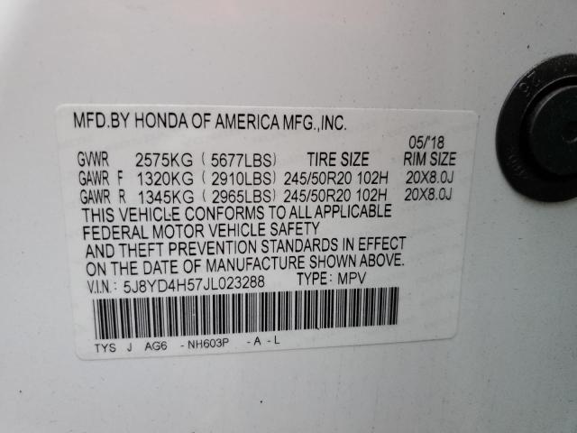 Photo 10 from auction – 2018 ACURA MDX TECHNO with VIN 5J8YD4H57JL023288
