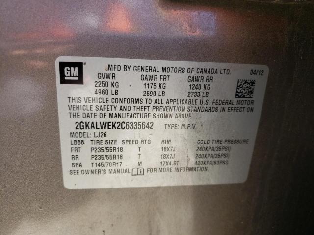 Photo 10 from auction – 2012 GMC TERRAIN SL with VIN 2GKALWEK2C6335642