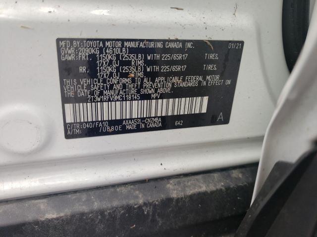 Photo 10 from auction – 2021 TOYOTA RAV4 XLE with VIN 2T3W1RFV9MC118145