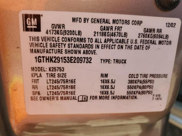 Photo 10 from auction – 2003 GMC SIERRA K25 with VIN 1GTHK29153E209732