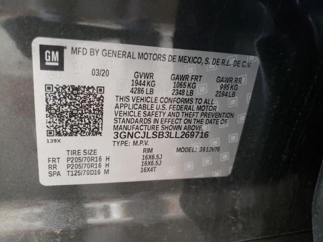 Photo 10 from auction – 2020 CHEVROLET TRAX 1LT with VIN 3GNCJLSB3LL269716