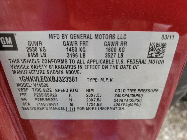 Photo 10 from auction – 2011 CHEVROLET TRAVERSE L with VIN 1GNKVLEDXBJ323581