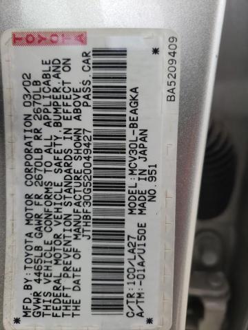 Photo 10 from auction – 2002 LEXUS ES 300 with VIN JTHBF30G520049427