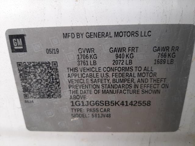 Photo 10 from auction – 2019 CHEVROLET SONIC with VIN 1G1JG6SB5K4142558