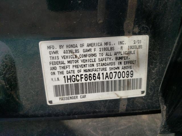 Photo 10 from auction – 2001 HONDA ACCORD VAL with VIN 1HGCF86641A070099