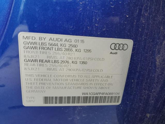 Photo 10 from auction – 2015 AUDI SQ5 PREMIU with VIN WA1CGAFP4FA089104