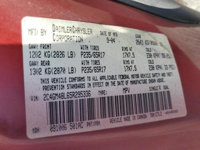 Photo 10 from auction – 2005 CHRYSLER PACIFICA with VIN 2C4GM48L65R295336