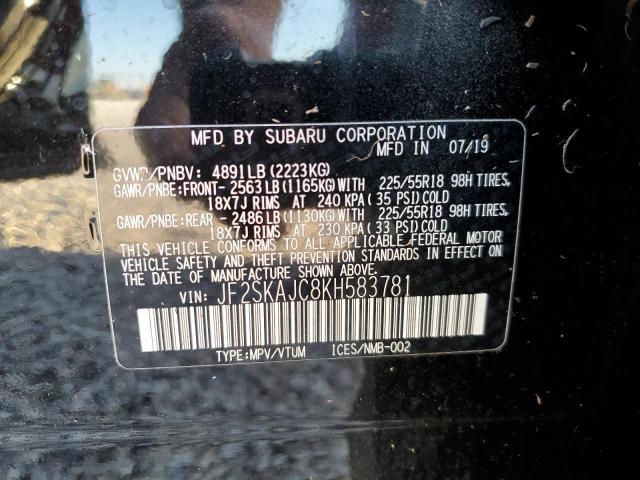 Photo 10 from auction – 2019 SUBARU FORESTER S with VIN JF2SKAJC8KH583781