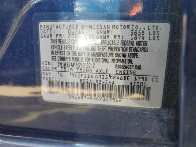 Photo 10 from auction – 2016 NISSAN SENTRA with VIN 3N1AB7AP3GY303912