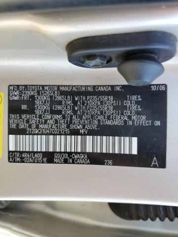 Photo 10 from auction – 2007 LEXUS RX 350 with VIN 2T2GK31U47C021215