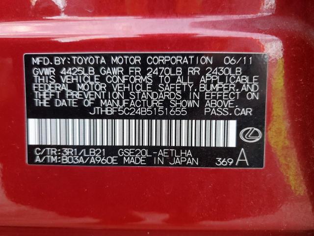 Photo 10 from auction – 2011 LEXUS IS 250 with VIN JTHBF5C24B5151655