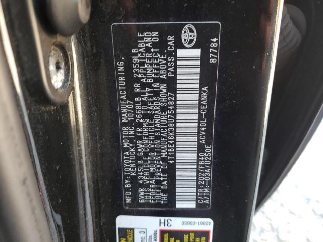 Photo 10 from auction – 2008 TOYOTA CAMRY CE with VIN 4T1BE46K38U754827