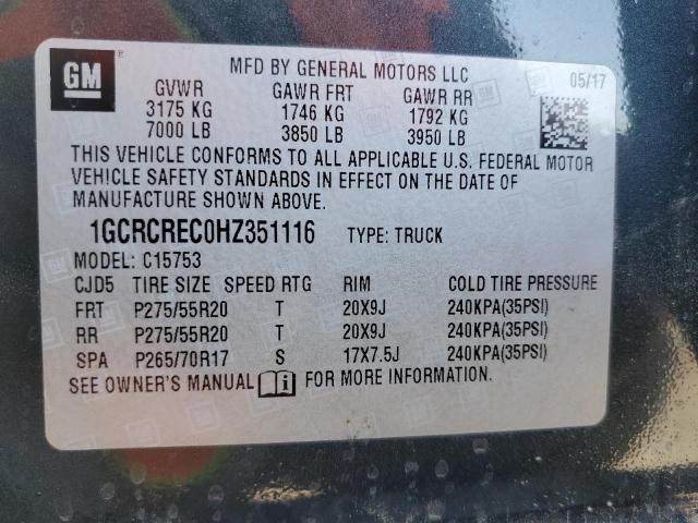 Photo 10 from auction – 2017 CHEVROLET SILVERADO with VIN 1GCRCREC0HZ351116