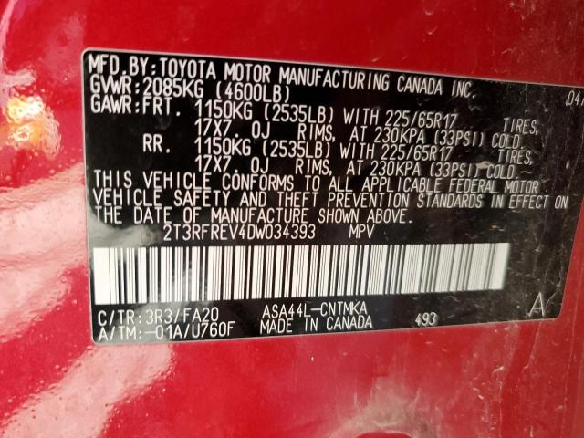 Photo 10 from auction – 2013 TOYOTA RAV4 XLE with VIN 2T3RFREV4DW034393