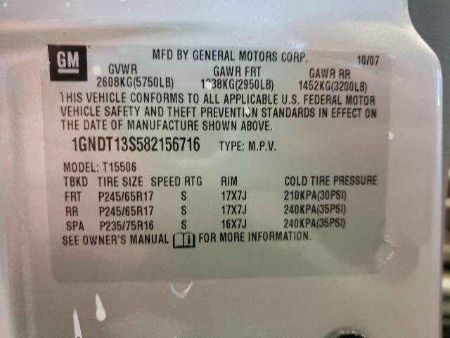 Photo 10 from auction – 2008 CHEVROLET TRAILBLAZE with VIN 1GNDT13S582156716