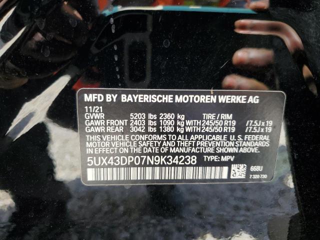 Photo 10 from auction – 2022 BMW X3 SDRIVE3 with VIN 5UX43DP07N9K34238