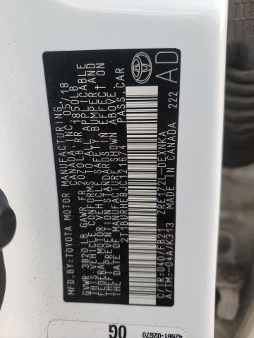Photo 10 from auction – 2018 TOYOTA COROLLA L with VIN 2T1BURHE8JC121674