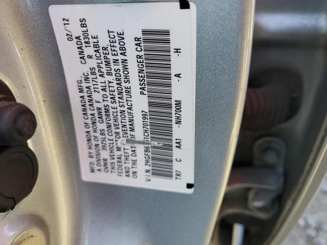 Photo 10 from auction – 2012 HONDA CIVIC SI with VIN 2HGFB6E51CH701997