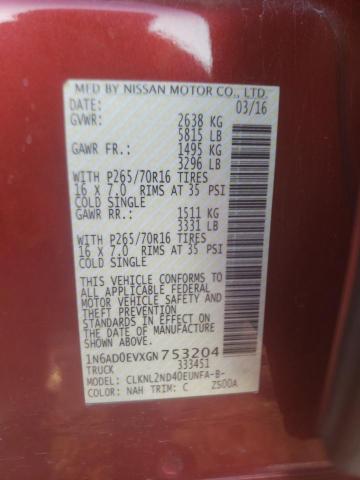Photo 10 from auction – 2016 NISSAN FRONTIER S with VIN 1N6AD0EVXGN753204
