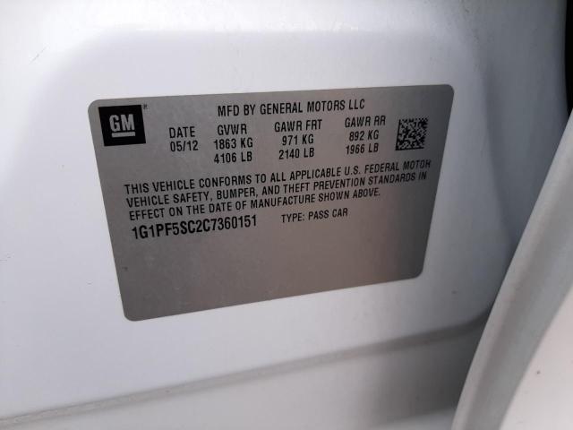 Photo 10 from auction – 2012 CHEVROLET CRUZE LT1 with VIN 1G1PF5SC2C7360151