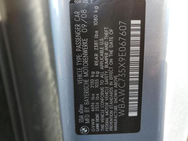 Photo 10 from auction – 2009 BMW 335 XI with VIN WBAWC735X9E067607