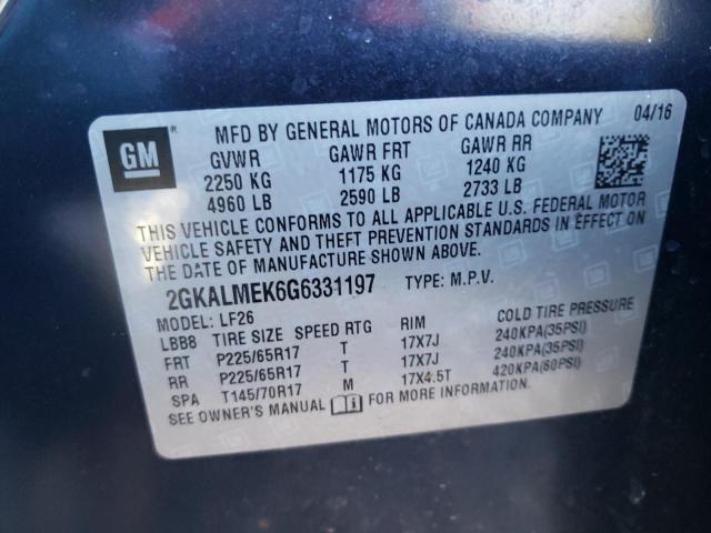 Photo 10 from auction – 2016 GMC TERRAIN SL with VIN 2GKALMEK6G6331197