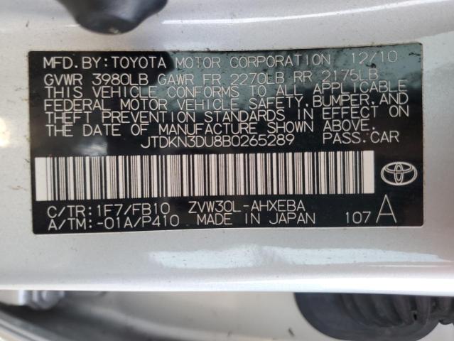 Photo 10 from auction – 2011 TOYOTA PRIUS with VIN JTDKN3DU8B0265289