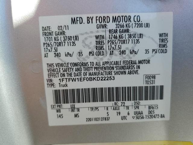 Photo 10 from auction – 2011 FORD F150 SUPER with VIN 1FTFW1EF0BKD22253