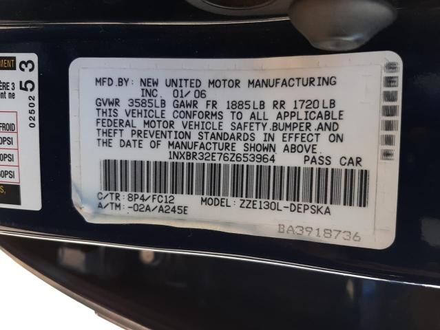 Photo 10 from auction – 2006 TOYOTA COROLLA CE with VIN 1NXBR32E76Z653964