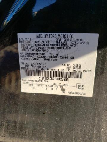 Photo 10 from auction – 2013 FORD FLEX SEL with VIN 2FMHK6C82DBD23385