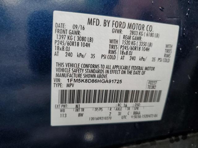 Photo 10 from auction – 2017 FORD EXPLORER X with VIN 1FM5K8D86HGA91725