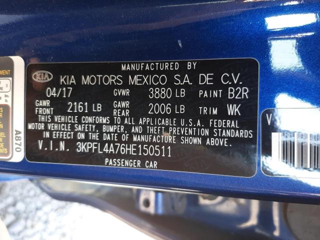 Photo 10 from auction – 2017 KIA FORTE LX with VIN 3KPFL4A76HE150511
