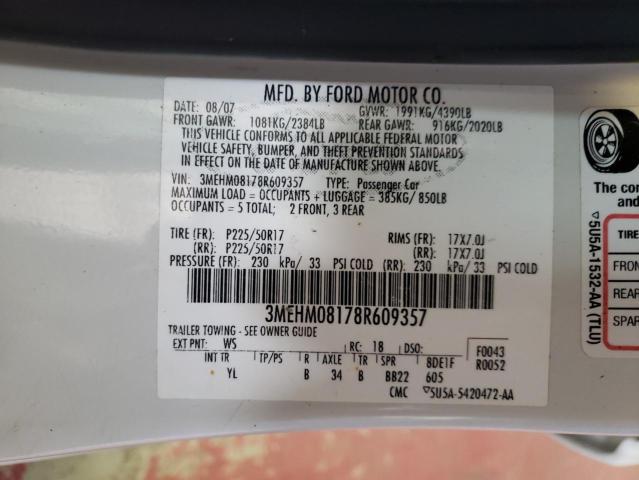 Photo 10 from auction – 2008 MERCURY MILAN PREM with VIN 3MEHM08178R609357