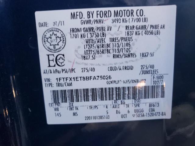 Photo 10 from auction – 2011 FORD F150 SUPER with VIN 1FTFX1ET8BFA75026
