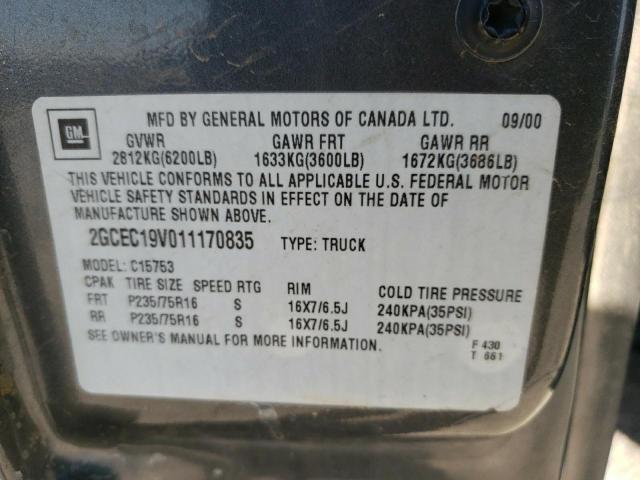 Photo 10 from auction – 2001 CHEVROLET SILVERADO with VIN 2GCEC19V011170835