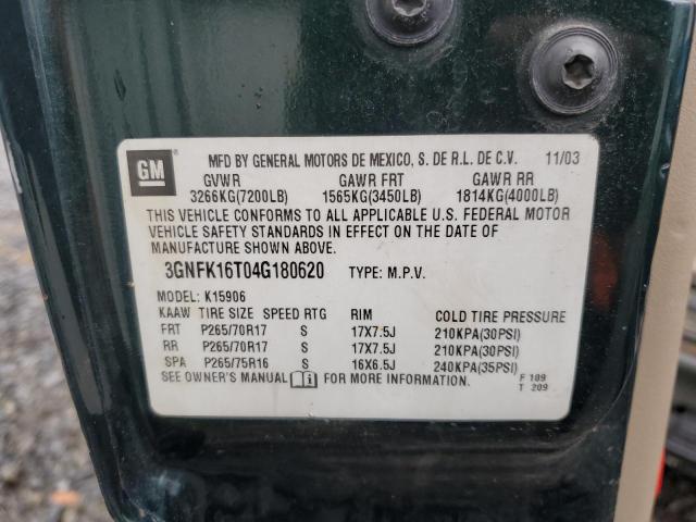 Photo 10 from auction – 2004 CHEVROLET SUBURBAN with VIN 3GNFK16T04G180620