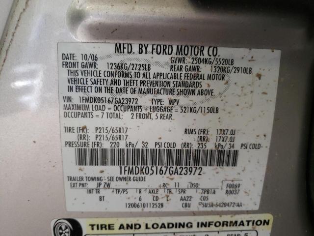 Photo 10 from auction – 2007 FORD FREESTYLE with VIN 1FMDK05167GA23972