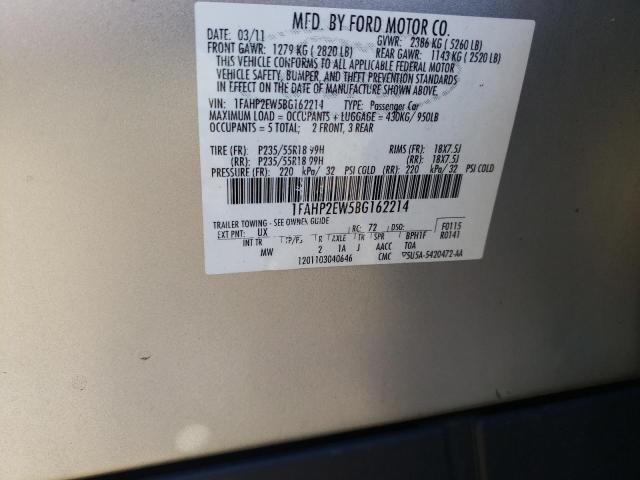 Photo 10 from auction – 2011 FORD TAURUS SEL with VIN 1FAHP2EW5BG162214